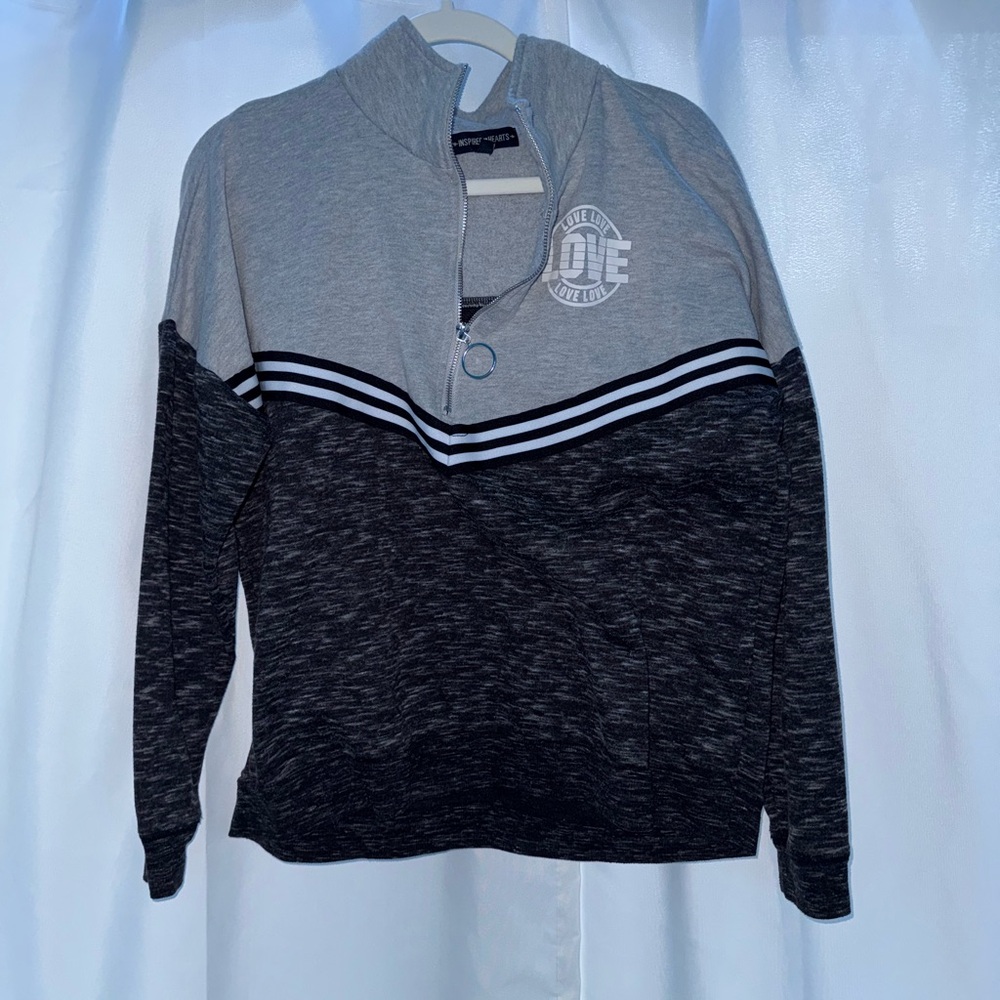 Gray and Black Half-Zip Women's Sweater